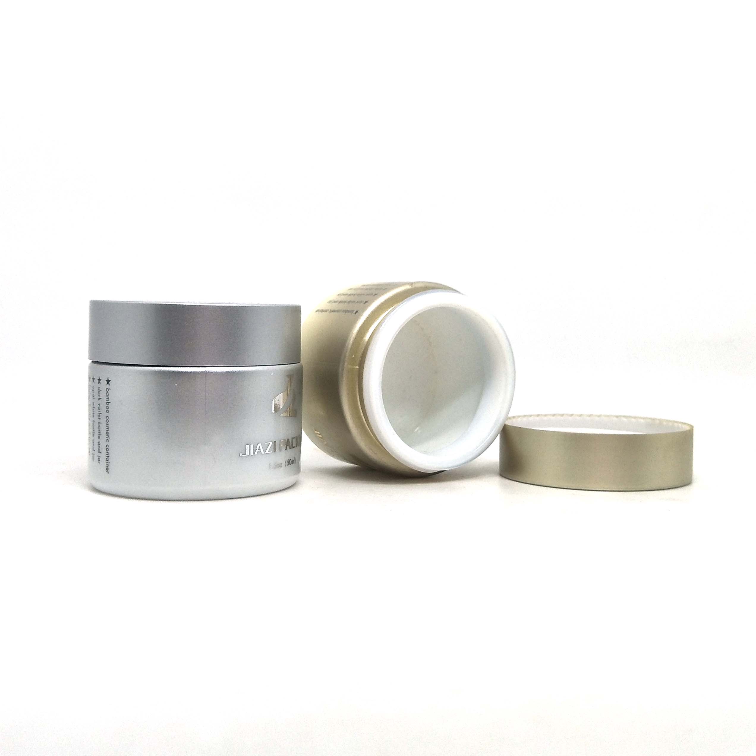 50g gold silver Ceramic Cream Opal Glass Cosmetic Jars logo cosmetic jar with plastic Lid