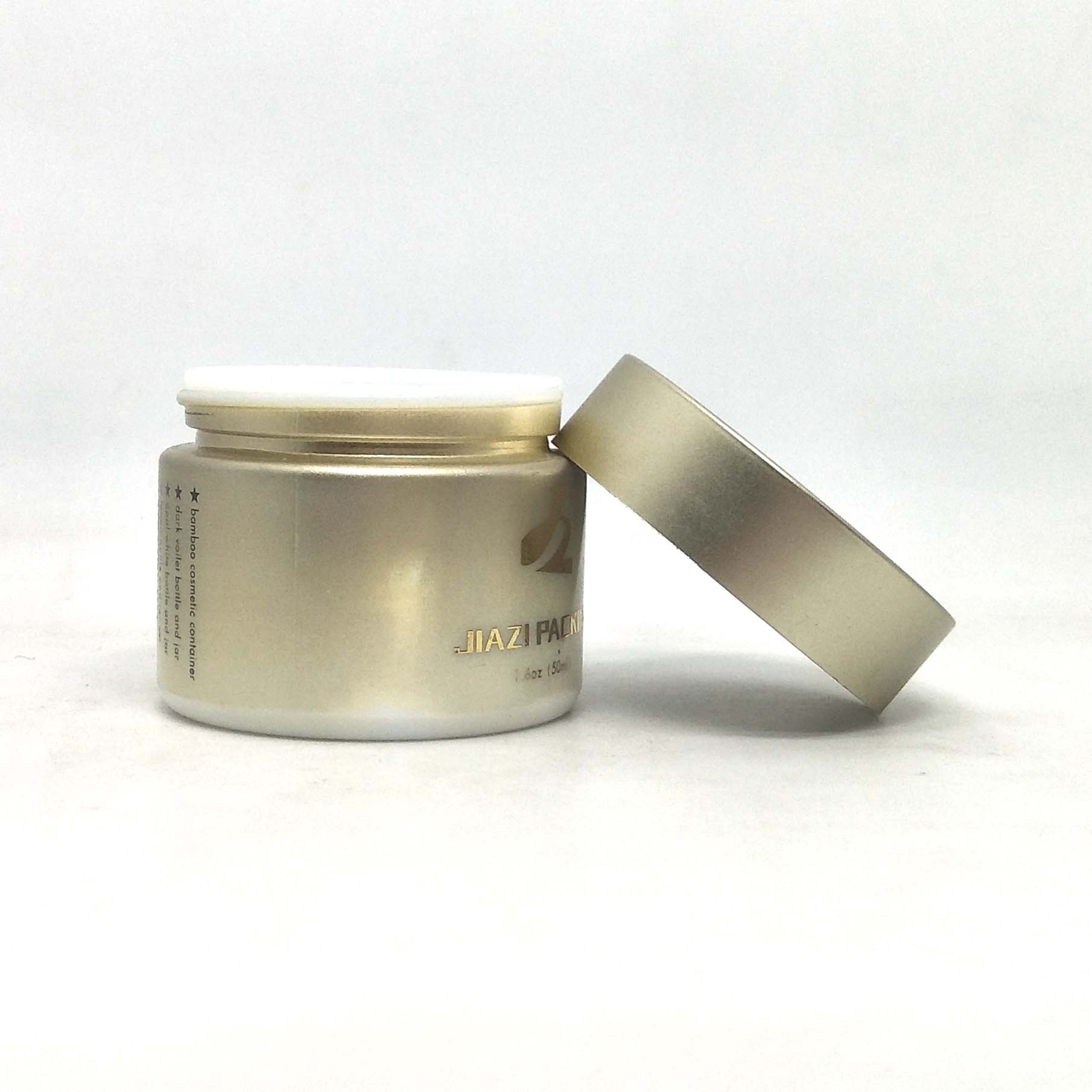 50g gold silver Ceramic Cream Opal Glass Cosmetic Jars logo cosmetic jar with plastic Lid