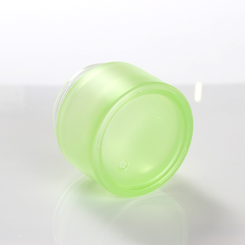 50g green frosted glass cream bottle cosmetic packaging container with silver lid