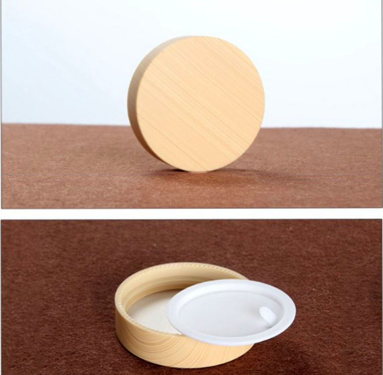 50g high-grade pearl white glass cream jar cosmetic mask eye cream packaging container with plastic wood grain lid