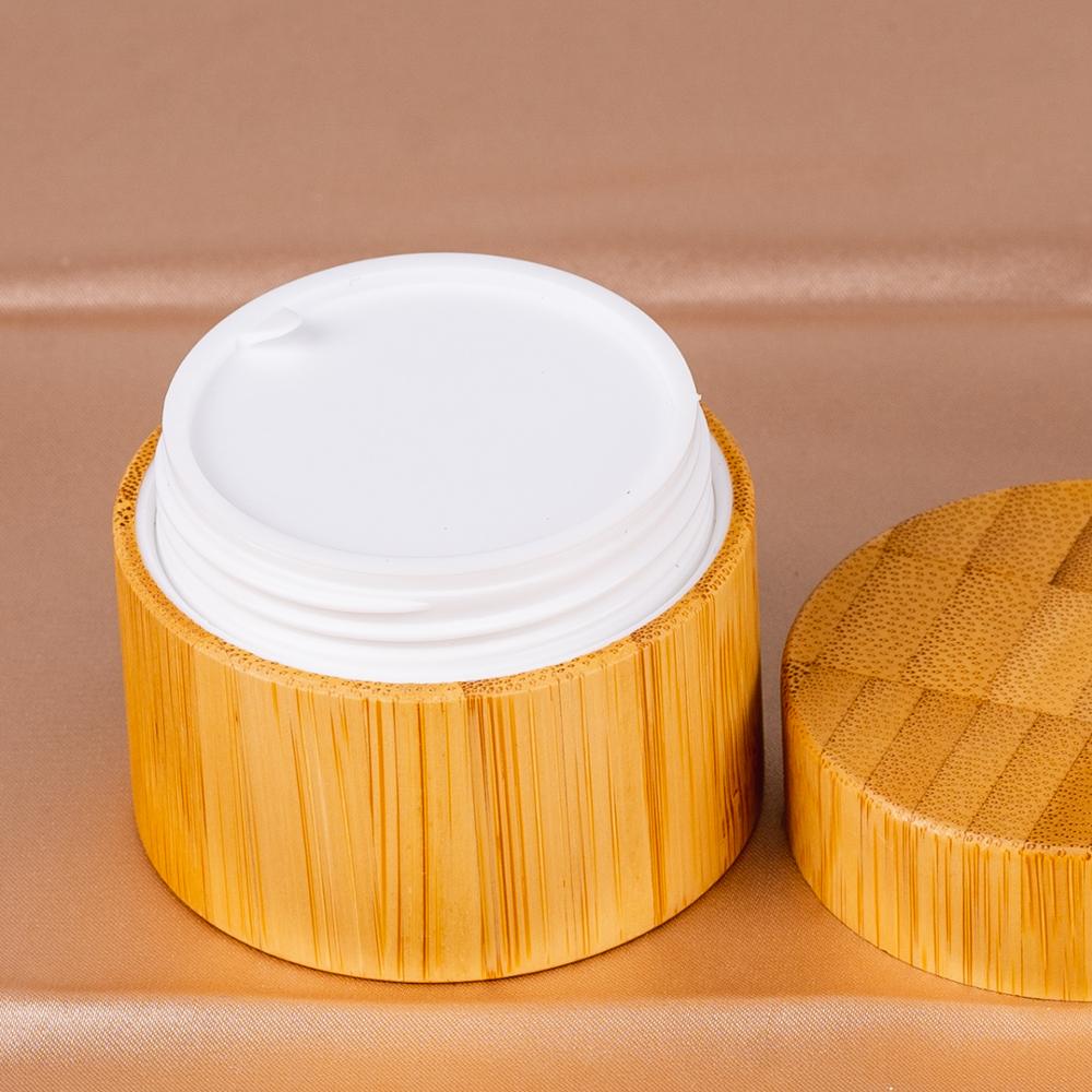50g in stock double wall plastic inner bamboo cream jar