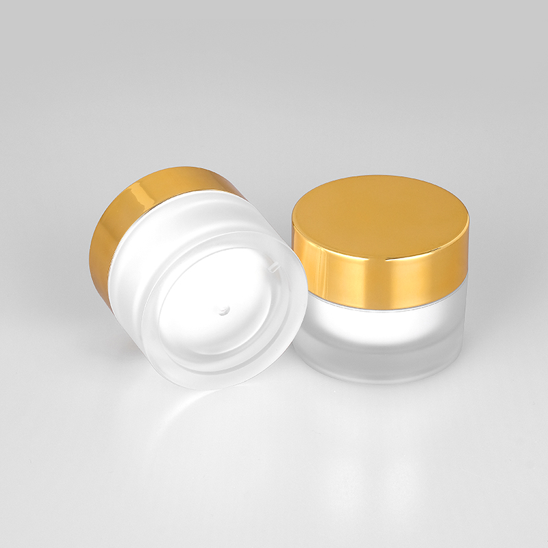 50g in stock ready to ship gold cap plastic cosmetic container empty cream jar for skin care packaging