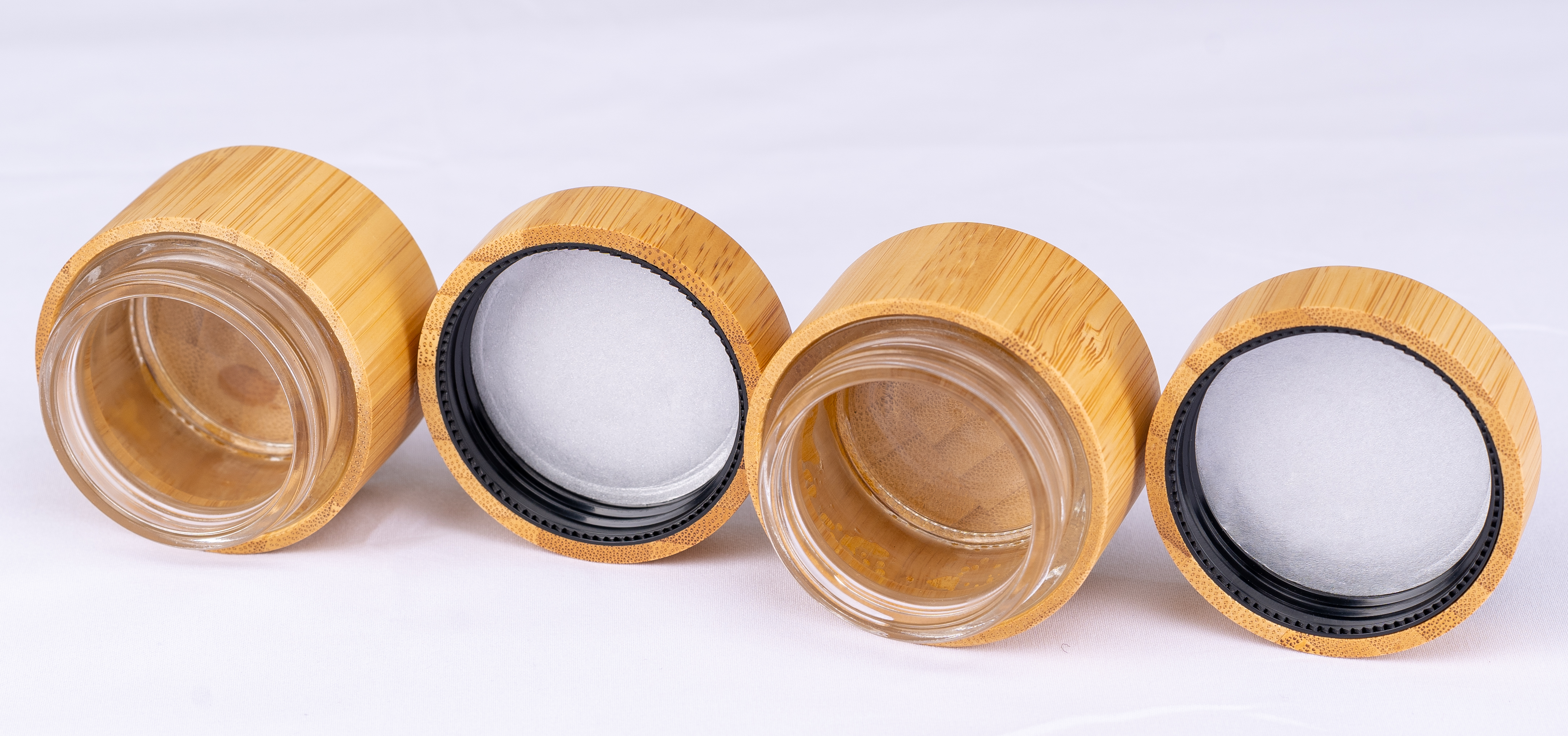 50g in stock skin care packaging glass inner bamboo cream jar