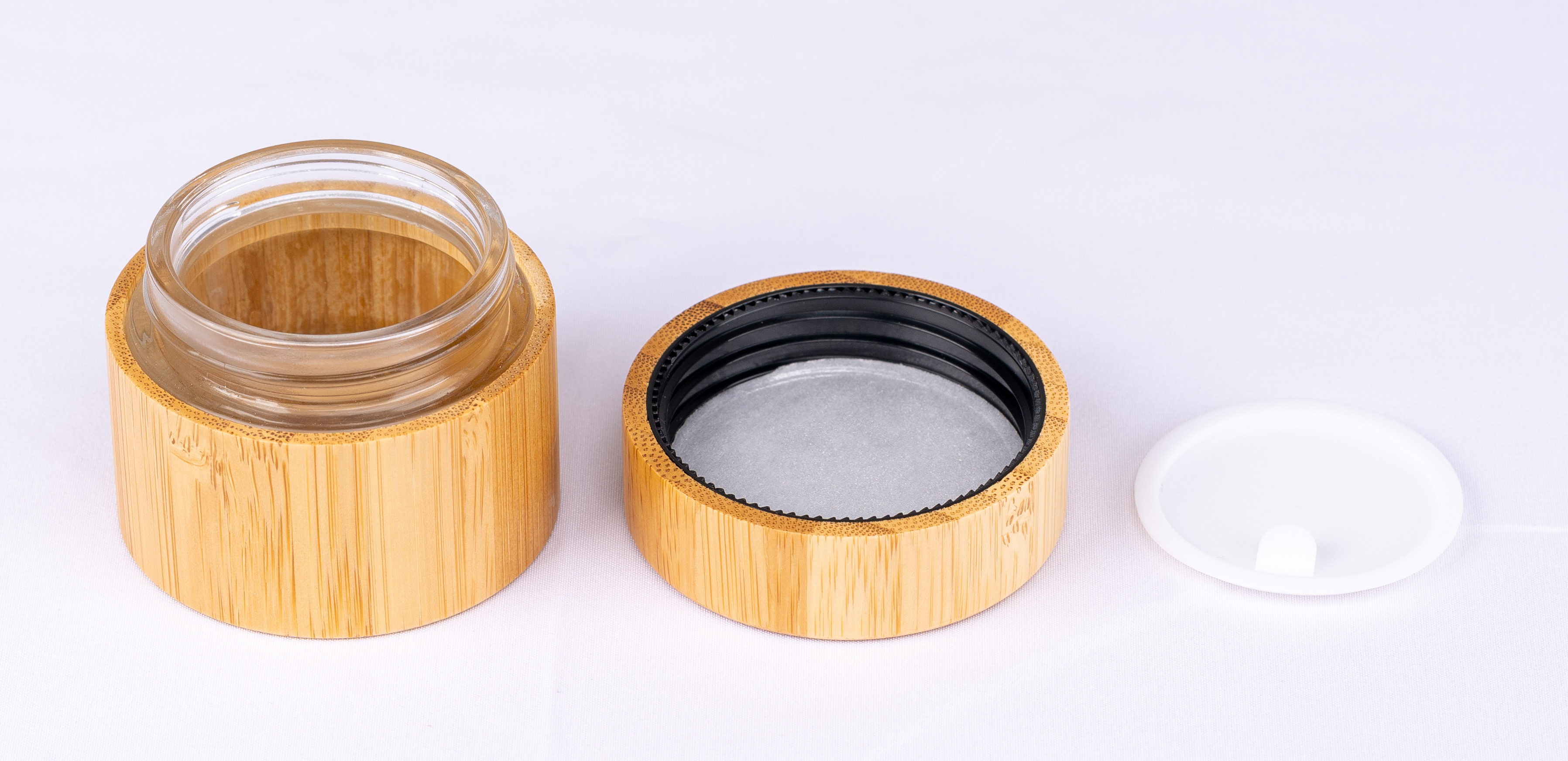50g in stock skin care packaging glass inner bamboo cream jar