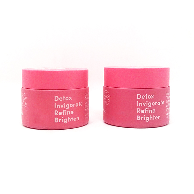 50g luxury facial pink clay container custom pink frosted porcelain glass serum jar with paper box