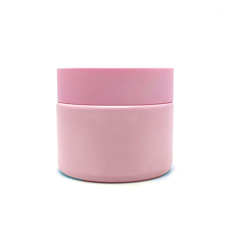 50g luxury facial pink clay container custom pink frosted porcelain glass serum jar with paper box