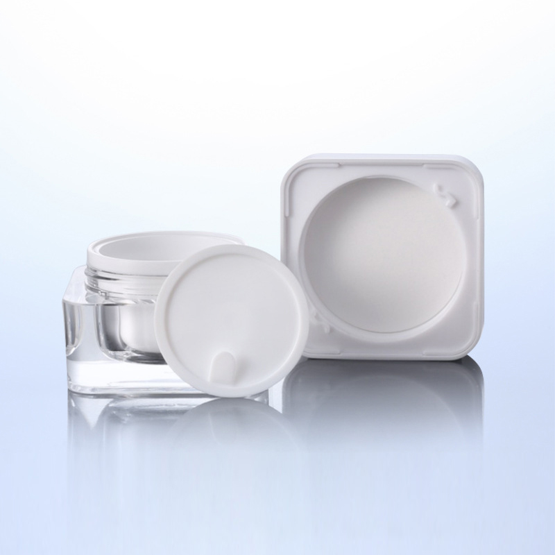 50g luxury square white plastic acrylic skin care cosmetic cream jar  container
