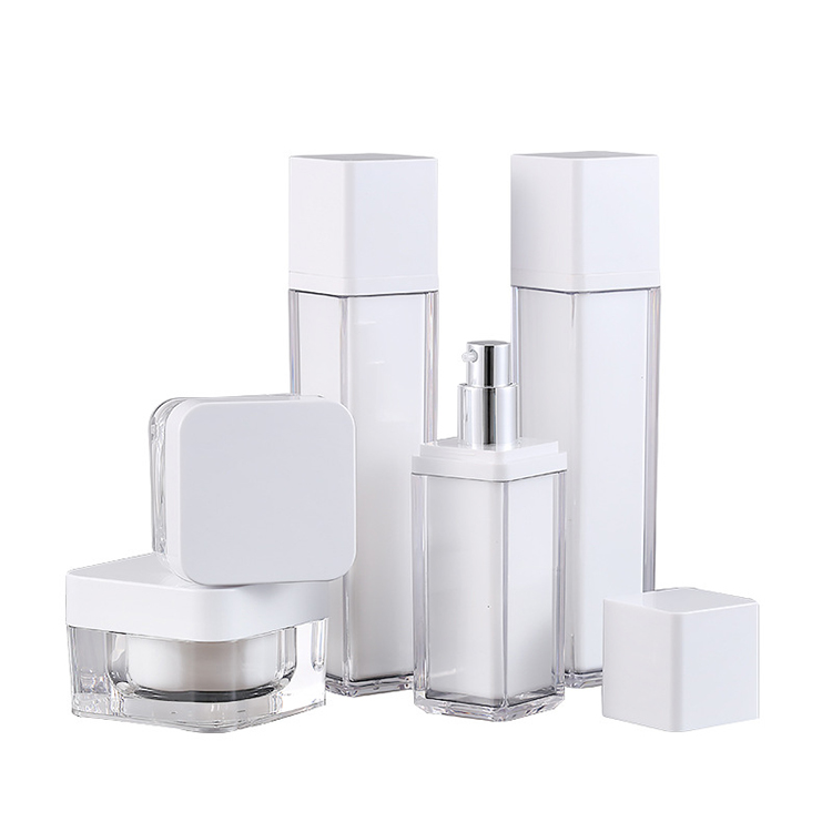 50g luxury square white plastic acrylic skin care cosmetic cream jar container