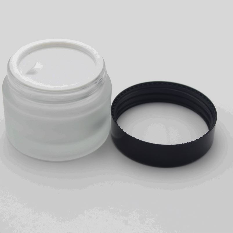 50g matte glass jar/60ml body cream jar/ 2 oz cosmetic glass container with black lid MGJ-631Y