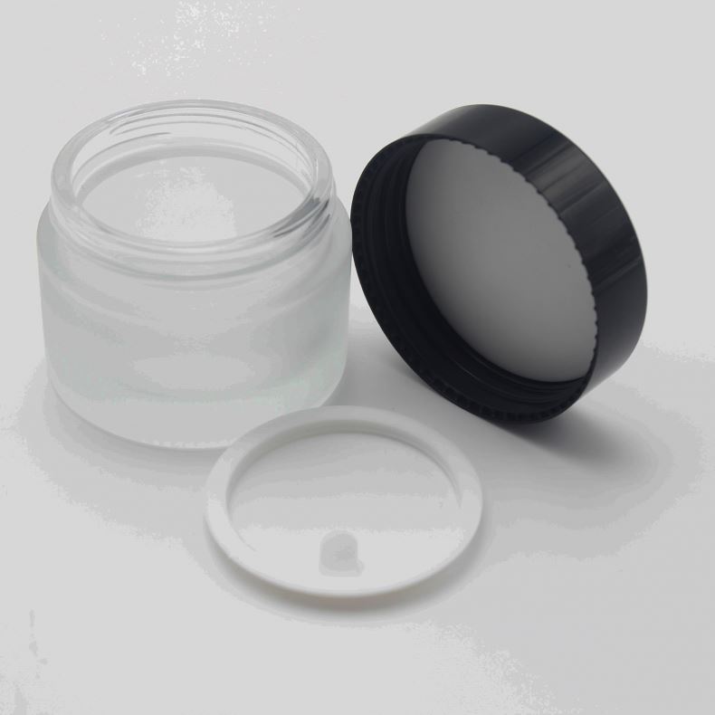 50g matte glass jar/60ml body cream jar/ 2 oz cosmetic glass container with black lid MGJ-631Y