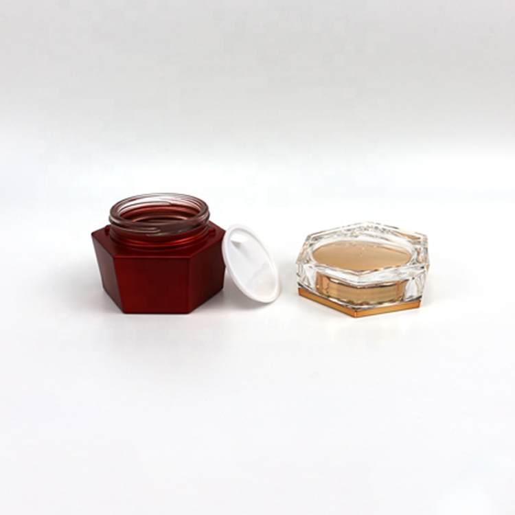 50g matte red glass face cream jar with transparent lid glass bottle for cosmetic packaging glass jars and bottles