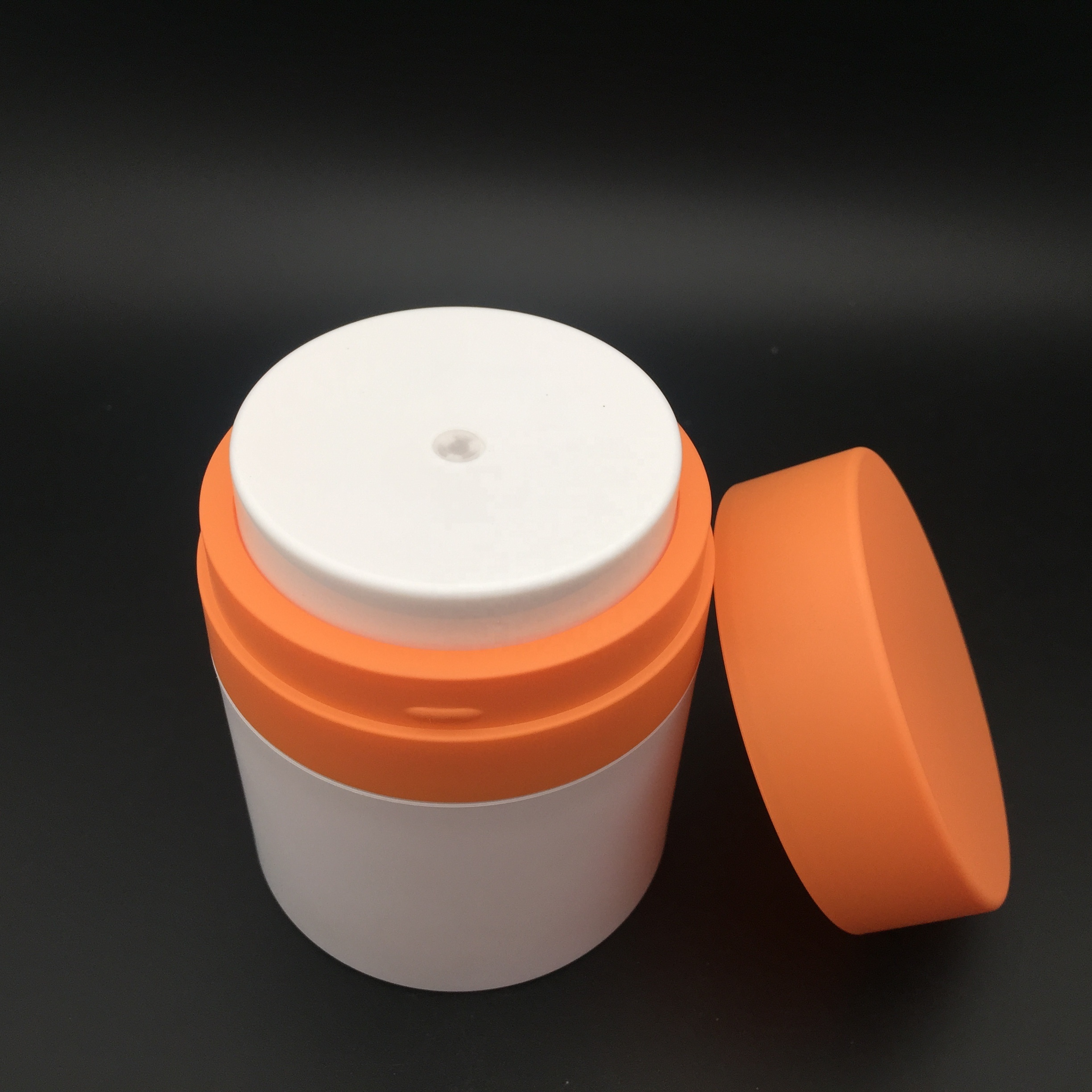 50g orange and white special custom color airless cream pump jar for baby skincare