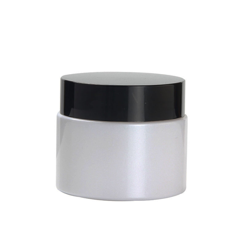 50g pearl hoarfrost glass jar with black plastic lid cosmetic container