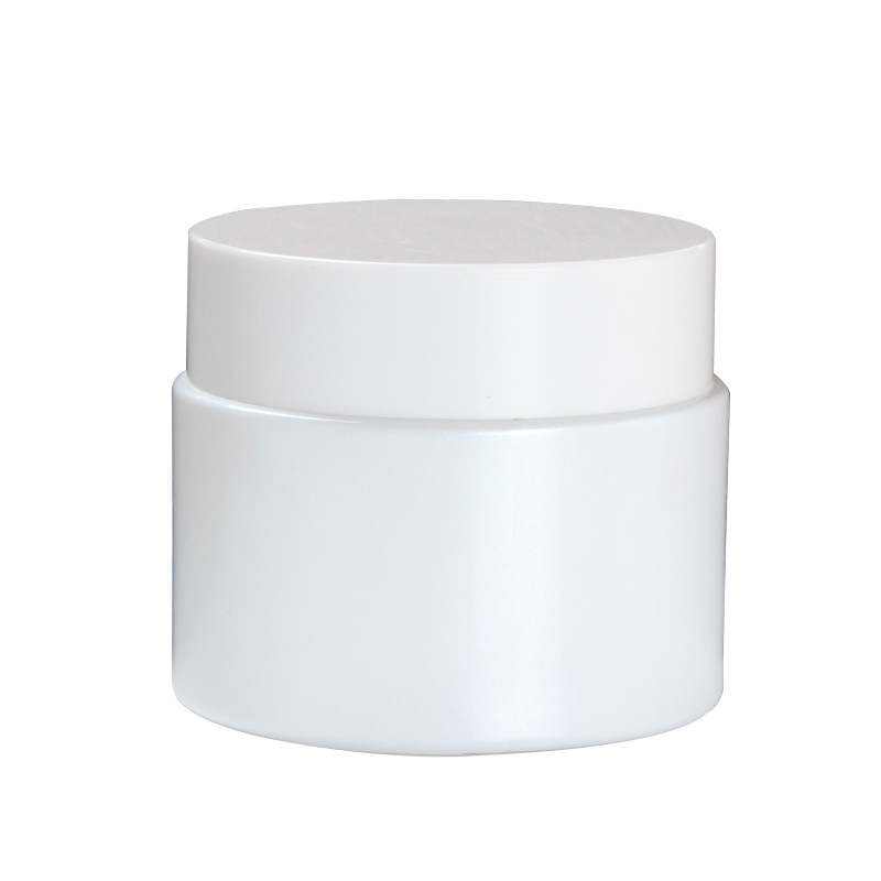 50g pearl white glass cream jar cosmetic cream mask packaging container with white plastic lid customizable label