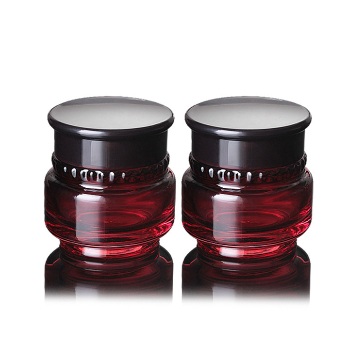 50g red glass light-proof skin care cream jar