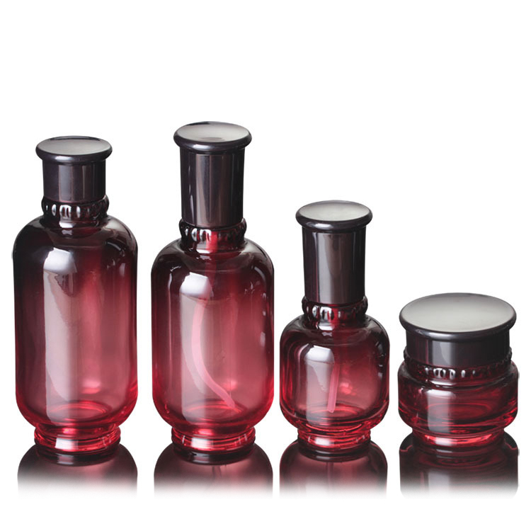 50g red glass light-proof skin care cream jar