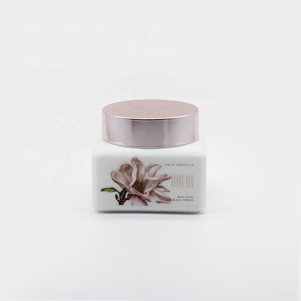 50g square opal glass cream jar with lid for skin care packaging from China
