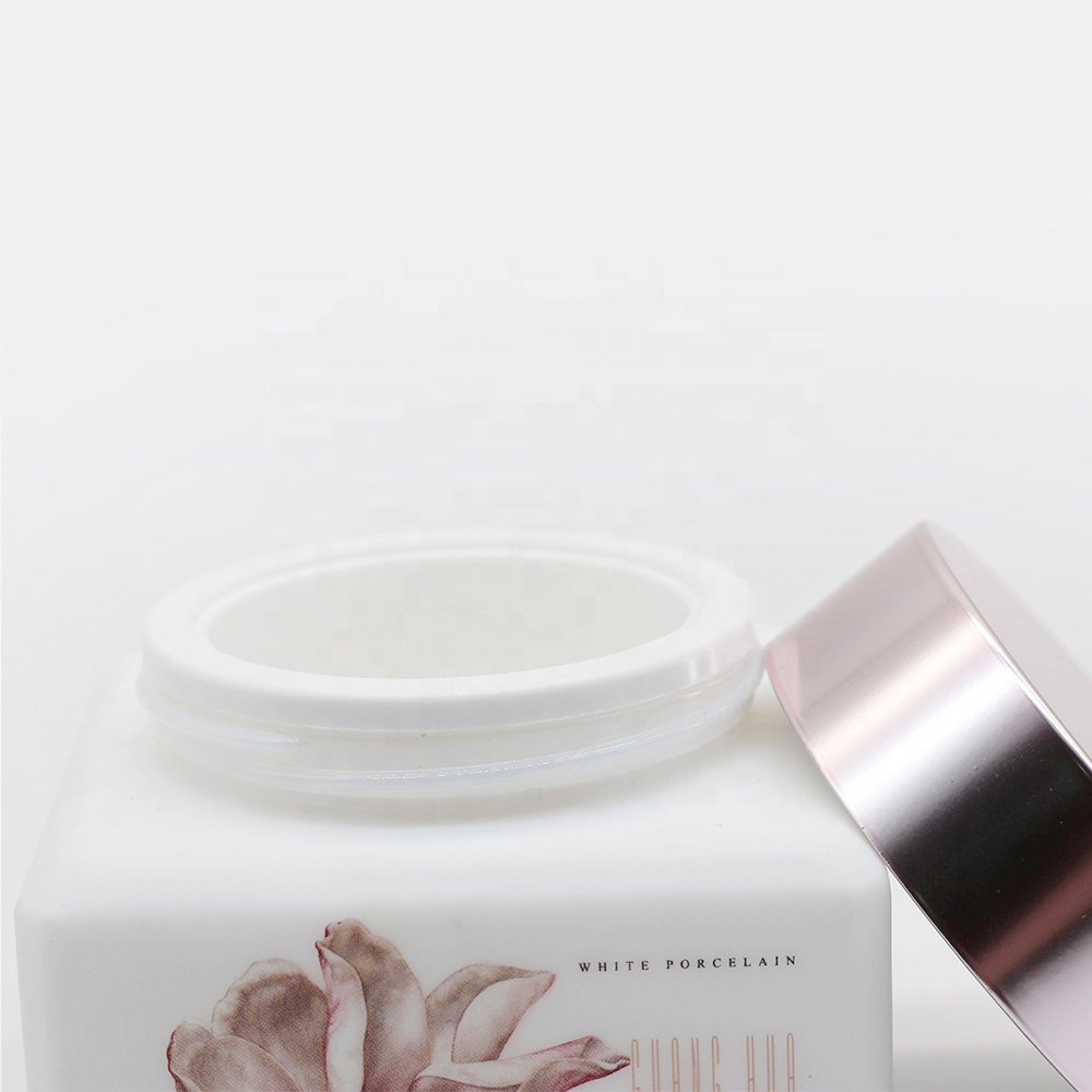 50g square opal glass cream jar with lid for skin care packaging from China