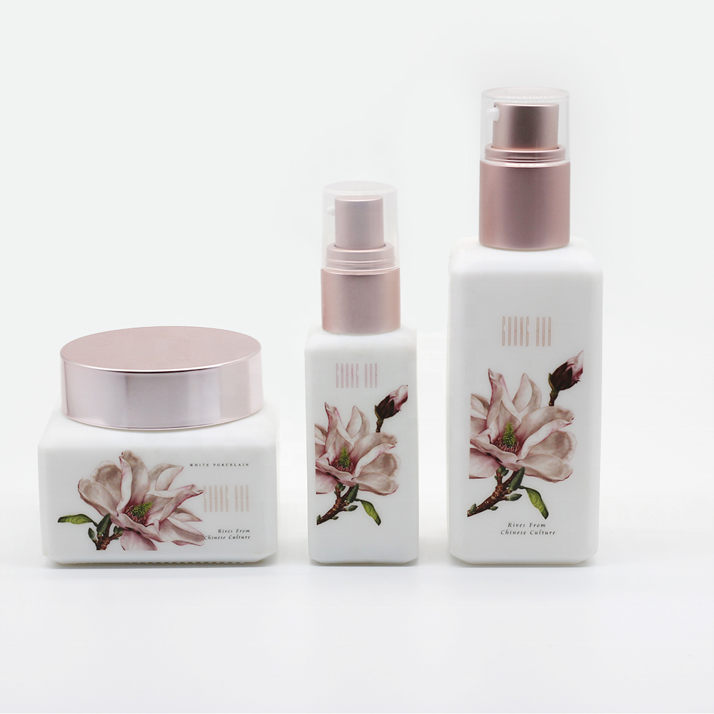 50g square opal glass cream jar with lid for skin care packaging from China