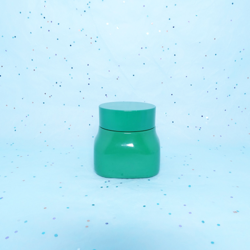 50g square pink porcelain glass jars for cosmetic pink porcelain glass jar for face cream with colored lid