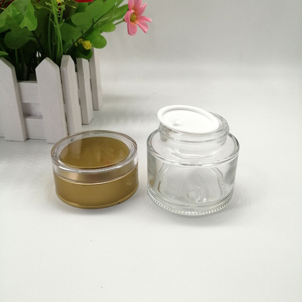 50g transparent glass cream jar cosmetic empty bottle packaging skin cream mask container with acrylic plastic yellow lid