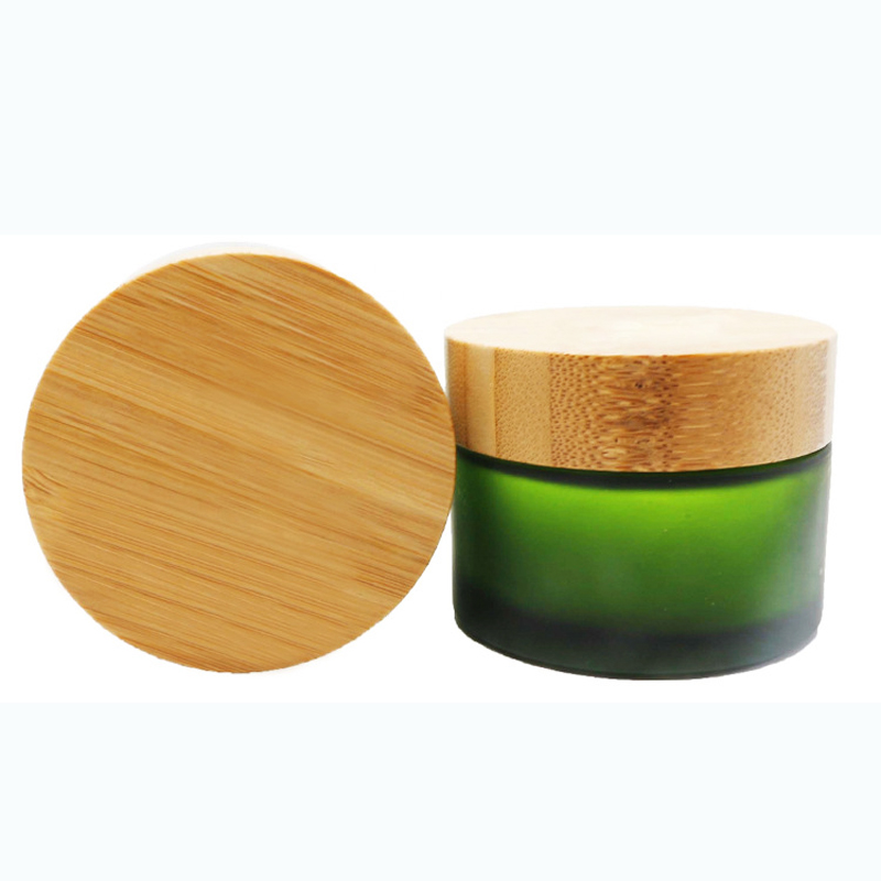 50g transparent purple cosmetic cream glass jar with bamboo lid customs printing color logo paper tube or box