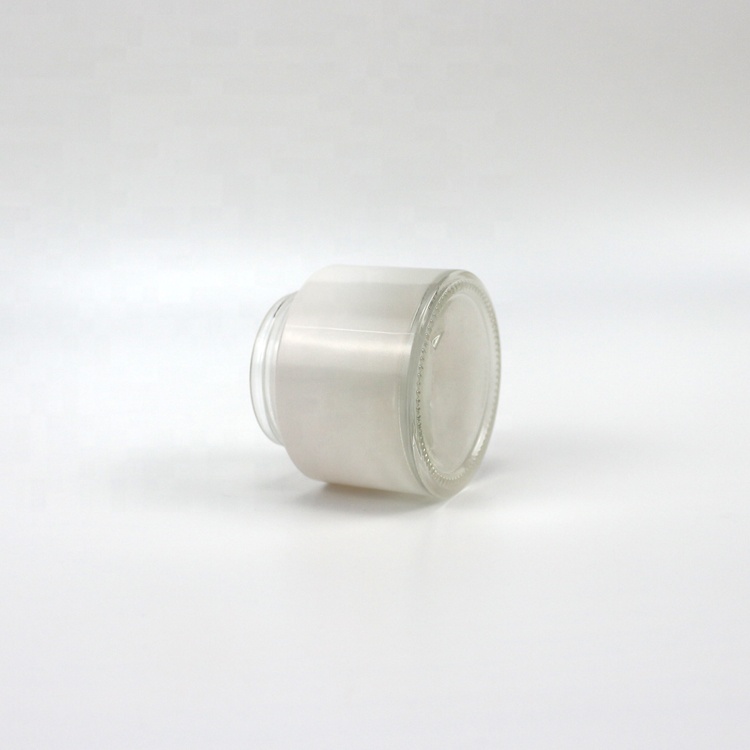 50g white glass cream jar with silver cap