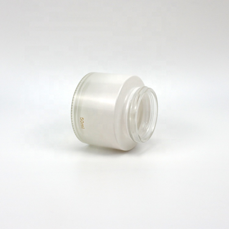 50g white glass cream jar with silver cap