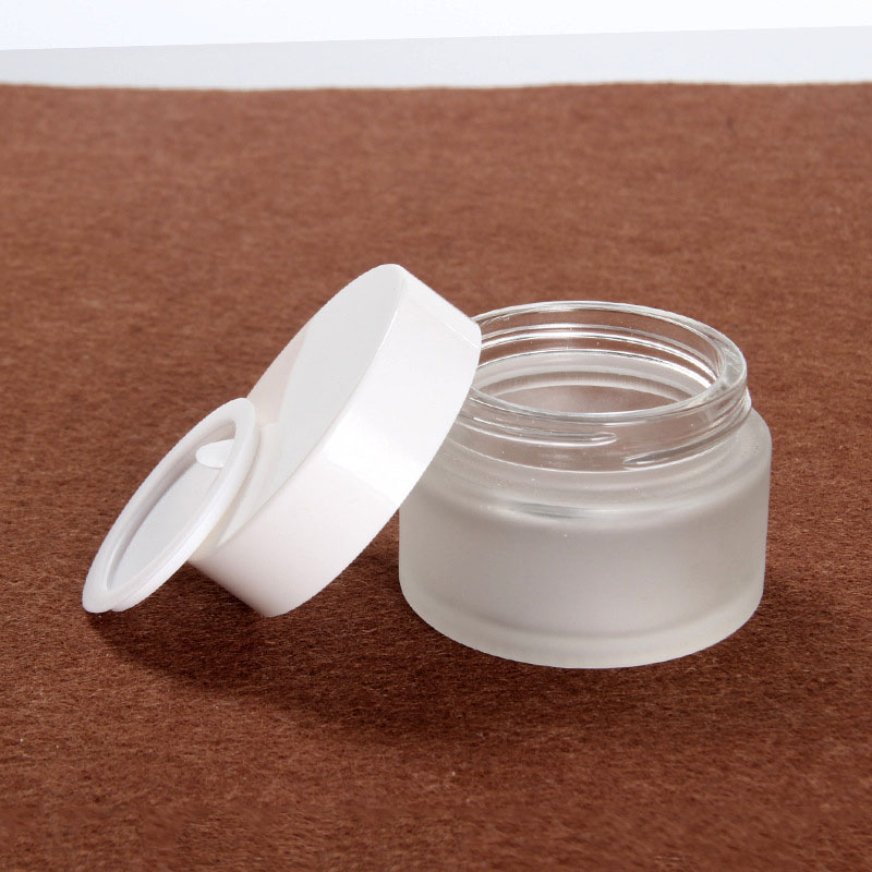 50g white plastic lid frosted glass jars cosmetic packaging container