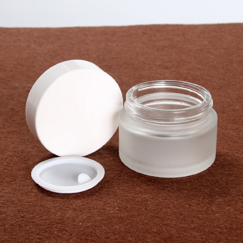 50g white plastic lid frosted glass jars cosmetic packaging container