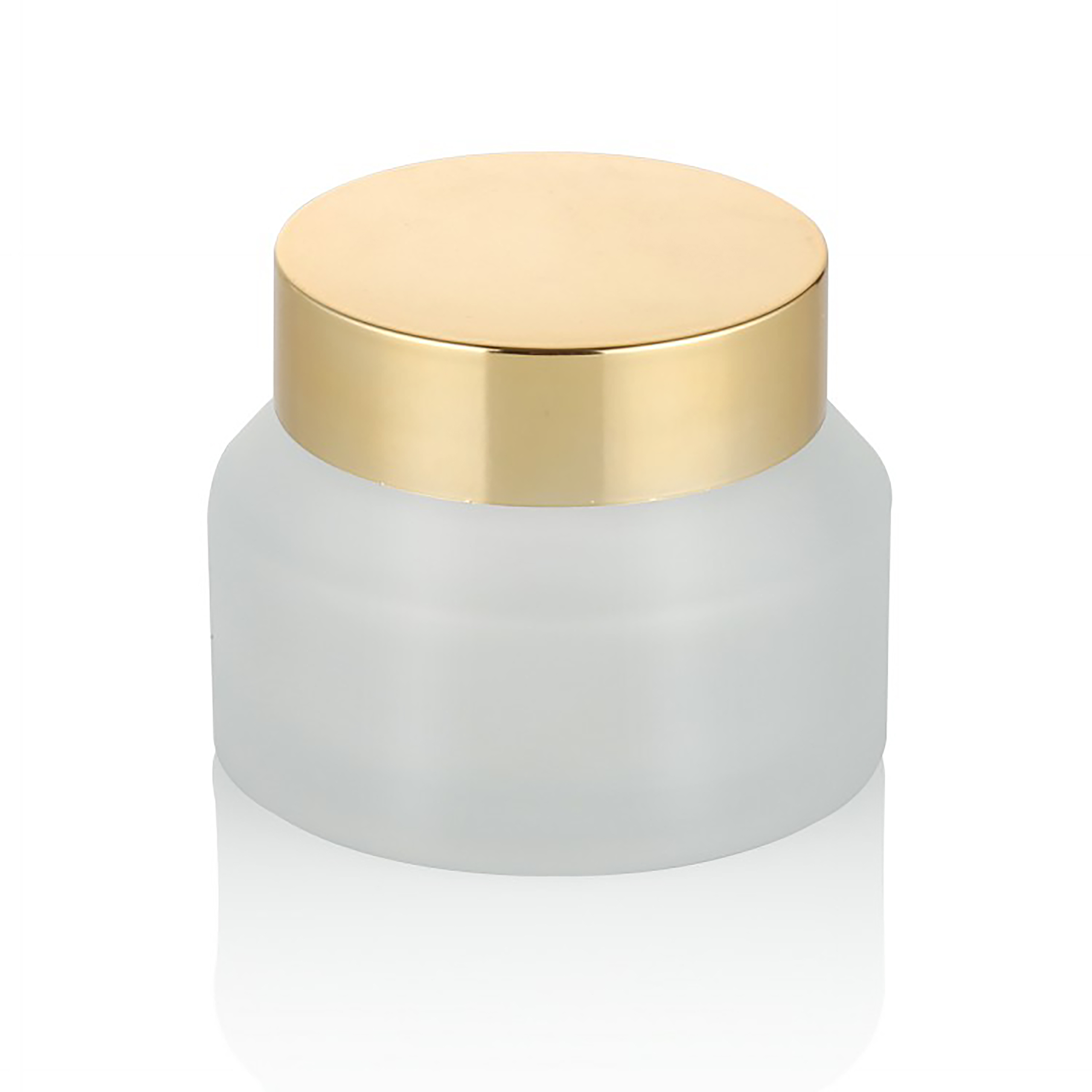 50g wholesale cosmetic frosted slant glass jar with gold lid for face cream