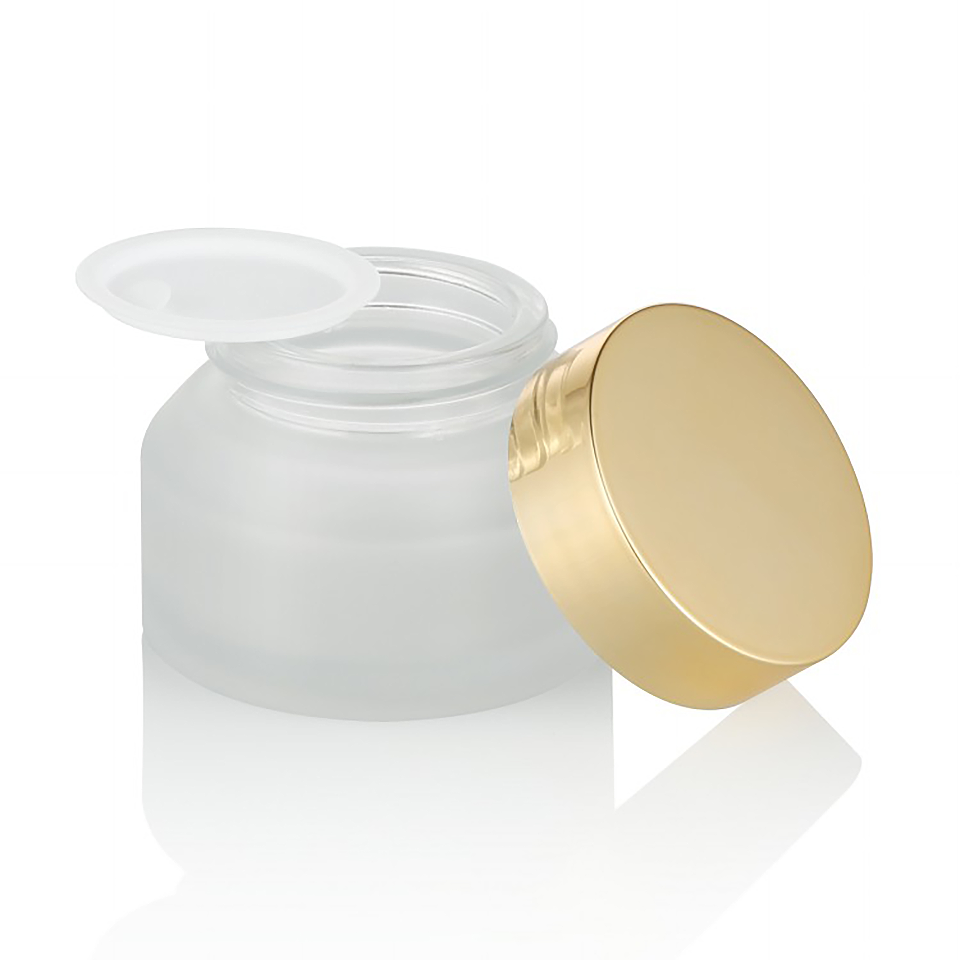 50g wholesale cosmetic frosted slant glass jar with gold lid for face cream