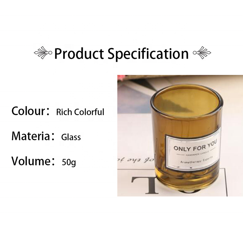 50g wholesale custom logo candle container round glass jar colored glass candle jar