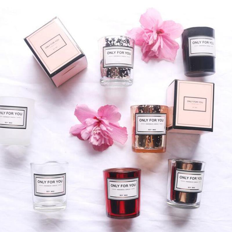 50g wholesale custom logo candle container round glass jar colored glass candle jar