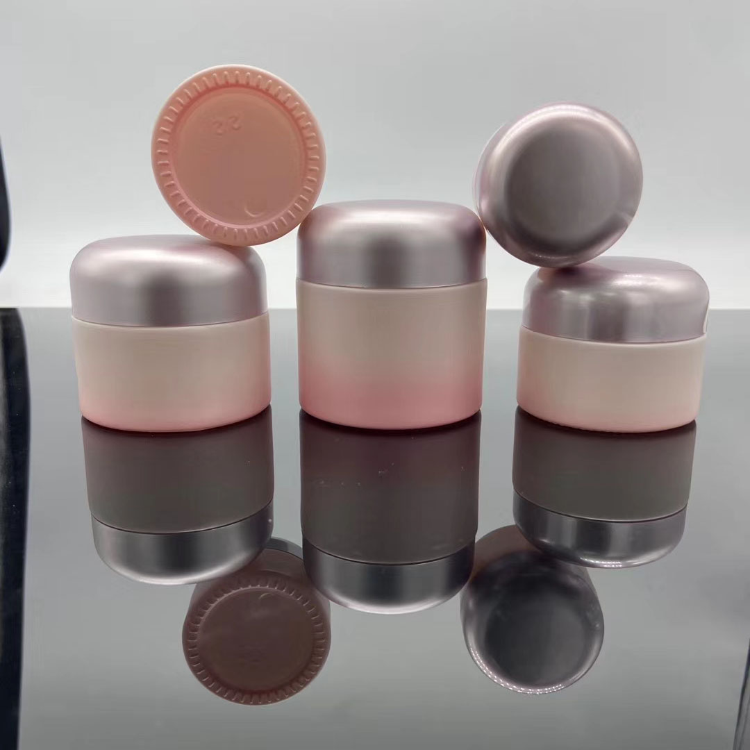 50g wholesale pink opal ceramic round white glass cream jar with round PP lid for cosmetic skin care