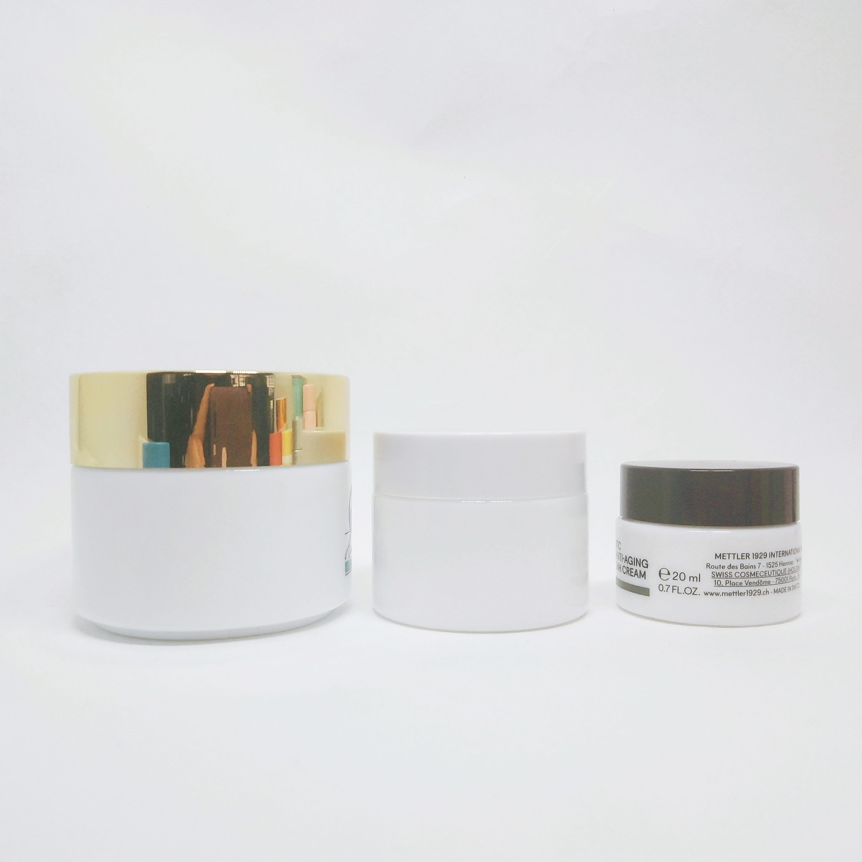 50g wholesale pink opal ceramic round white glass cream jar with round PP lid for cosmetic skin care