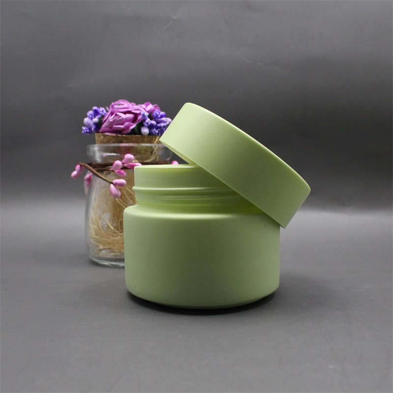 50g wholesale pink opal ceramic round white glass cream jar with round PP lid for cosmetic skin care