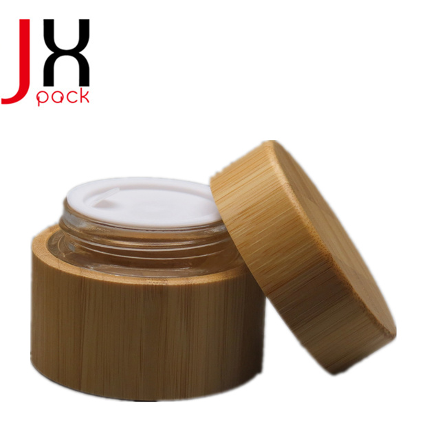 50g wooden cosmetic container bamboo packaging cosmetics bamboo lid glass jar bamboo skincare packaging