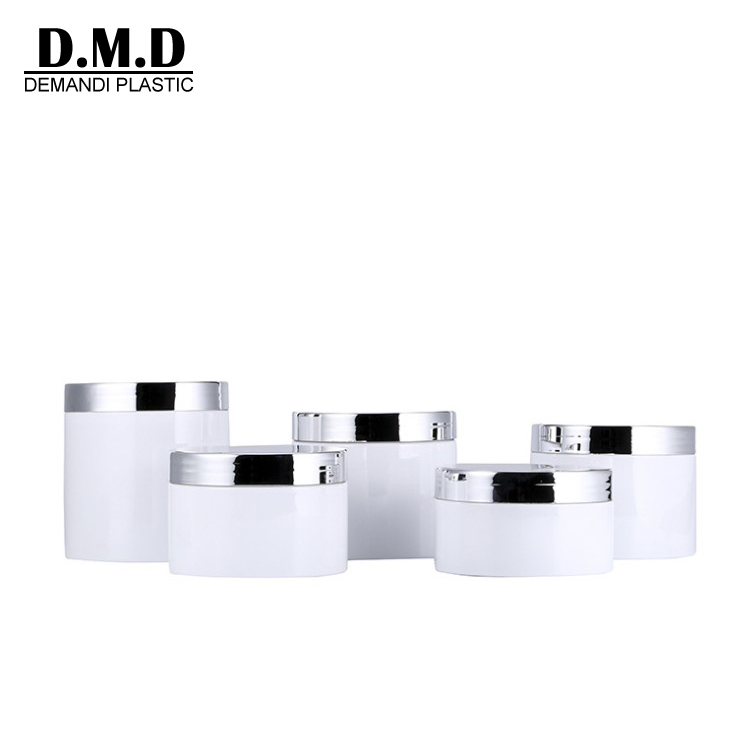 50gram 50ml 60ml 80ml 100ml 100g 4oz 120ml 200ml 150ml 250ml 8oz empty plastic white jar with silver top