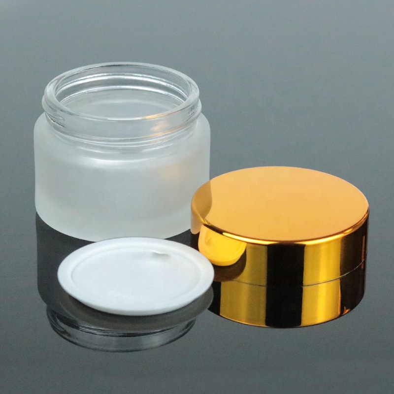50ml 1.7oz High quality empty round cream glass jar with gold top (GJM02)