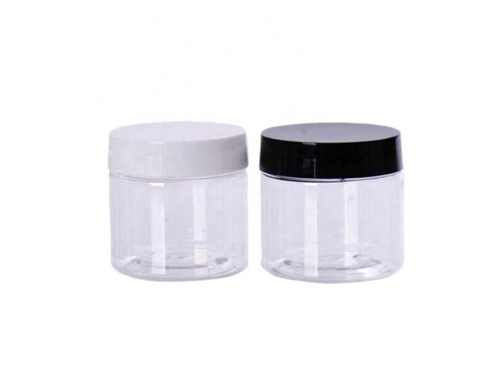 50ml 1.7oz PET Candy Storage Container Clear Wide Mouth Plastic Cosmetic Cream Jar with Black Screw lids