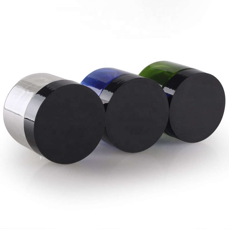 50ml 1.7oz PET Candy Storage Container Clear Wide Mouth Plastic Cosmetic Cream Jar with Black Screw lids