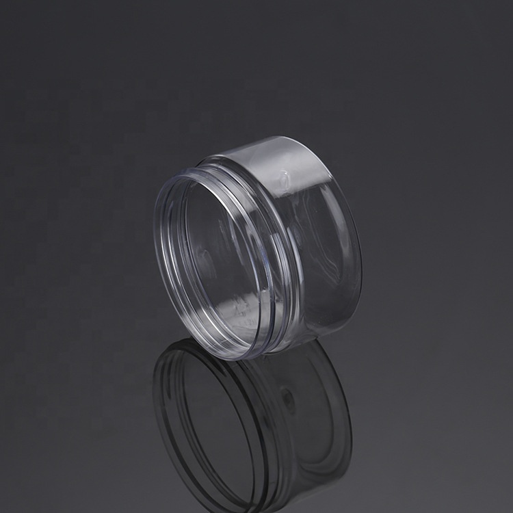 50ml 1.7oz PET Candy Storage Container Clear Wide Mouth Plastic Cosmetic Cream Jar with Black Screw lids