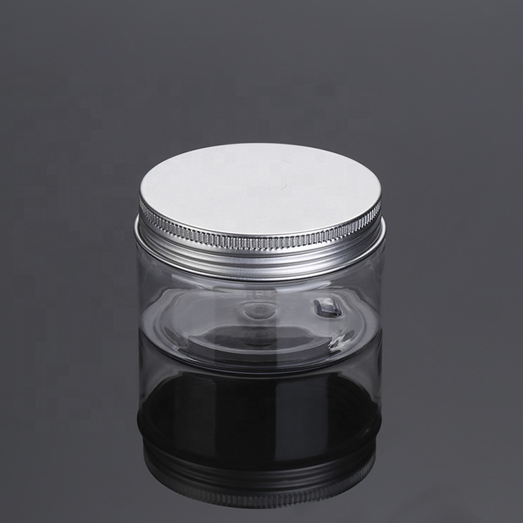 50ml 1.7oz PET Candy Storage Container Clear Wide Mouth Plastic Cosmetic Cream Jar with Black Screw lids