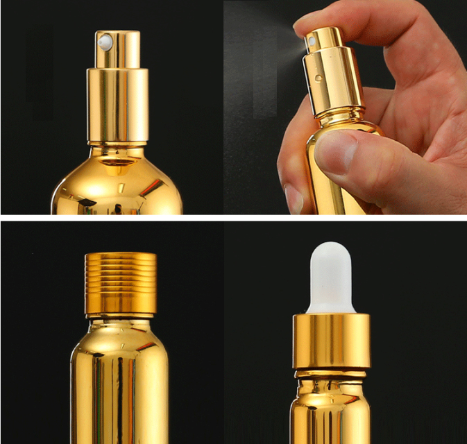 50ml 10 Ml glitter nozzle Dropper 15ml Gold Spray Bottle with Pump non plastic