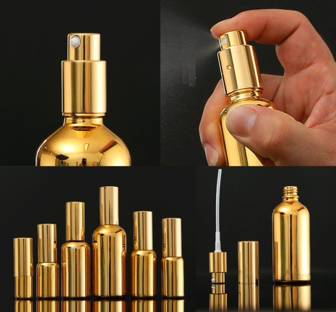 50ml 10 Ml glitter nozzle Dropper 15ml Gold Spray Bottle with Pump non plastic