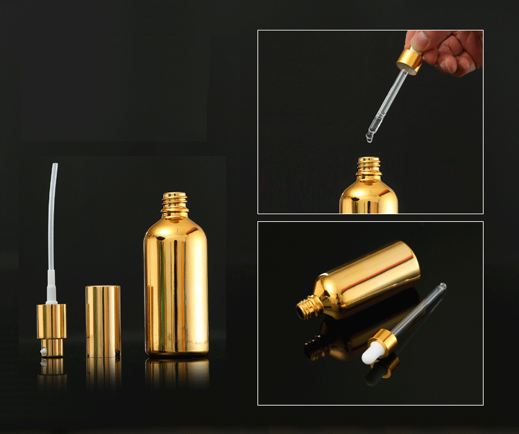 50ml 10 Ml glitter nozzle Dropper 15ml Gold Spray Bottle with Pump non plastic