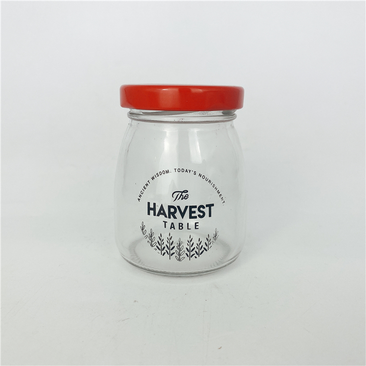 50ml 100ml 1.5oz 3.4oz envases de vidrio para heat-resistant silk printing logo yogurt jelly pudding jar glass cup with lug cap
