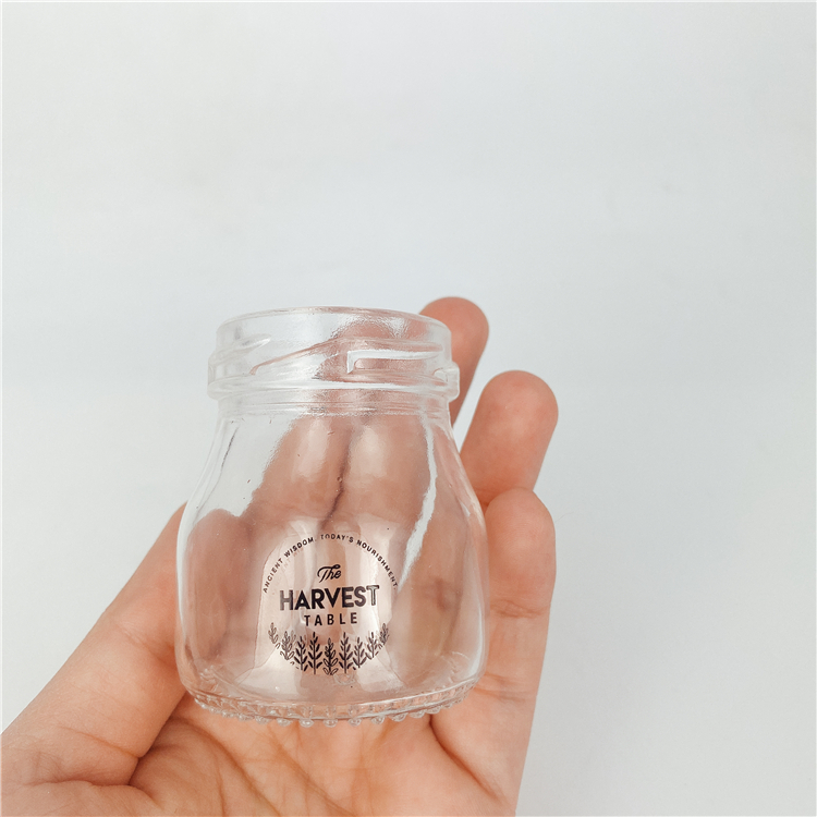 50ml 100ml 1.5oz 3.4oz envases de vidrio para heat-resistant silk printing logo yogurt jelly pudding jar glass cup with lug cap