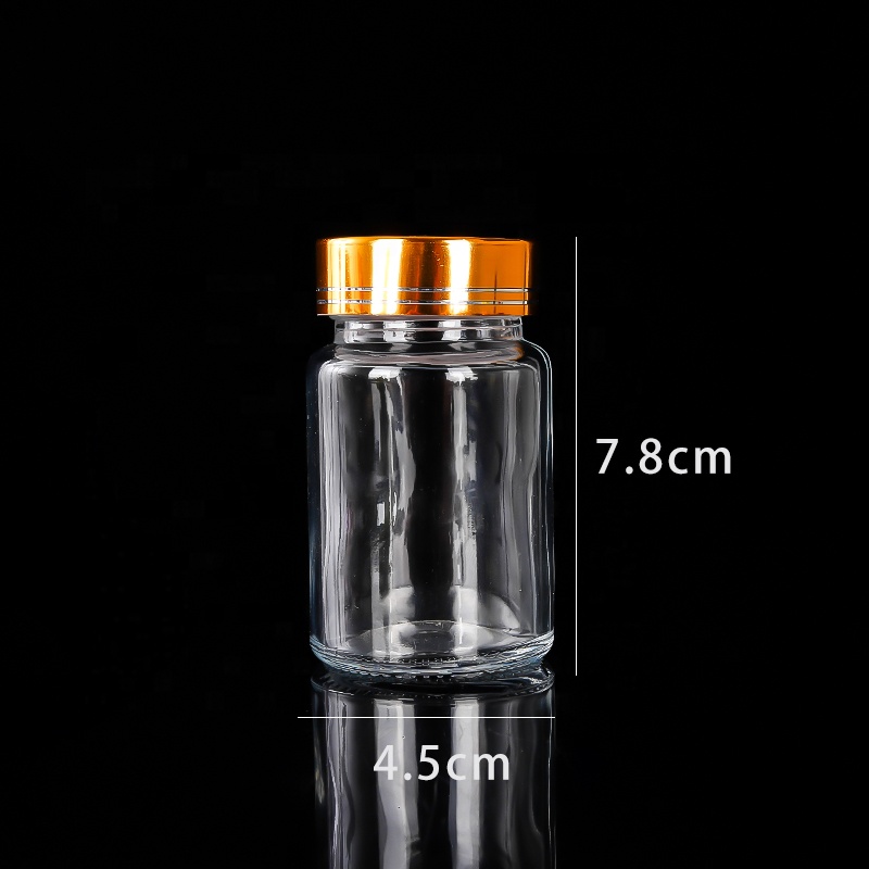 50ml 100ml 120ml 200ml amber clear frosted glass wide mouth pill bottles with child safety cap